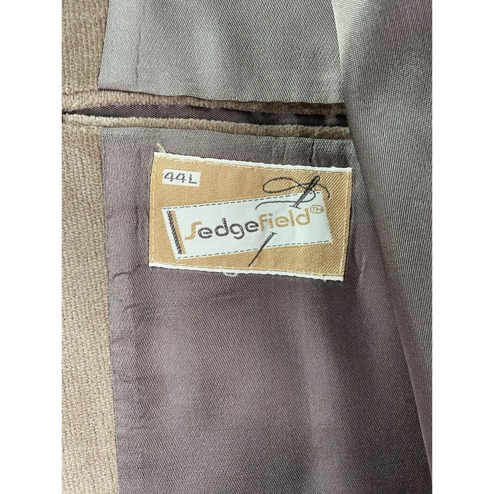 Vintage Sedgefield Sport Coat 44 L Taupe Polyester Retro Western Designer 80s